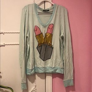 Wildfox lipstick vneck sweatshirt